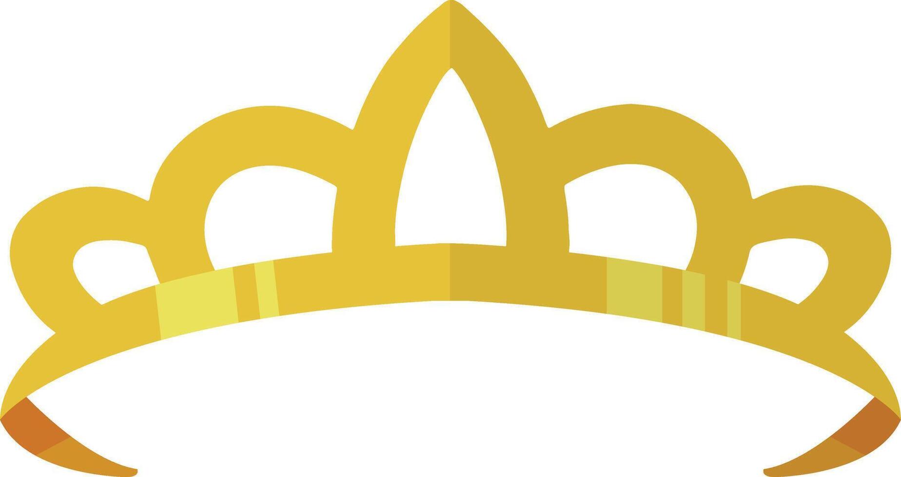 Gold Crown Tiara with Cartoon Style. Illustration on White Background. vector