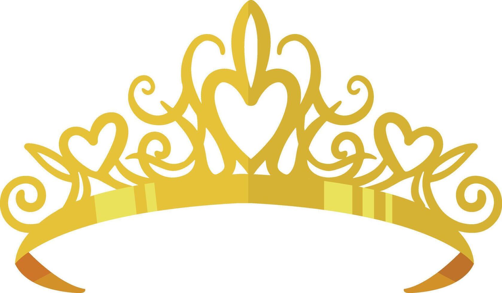 Gold Crown Tiara with Cartoon Style. Illustration on White Background. vector