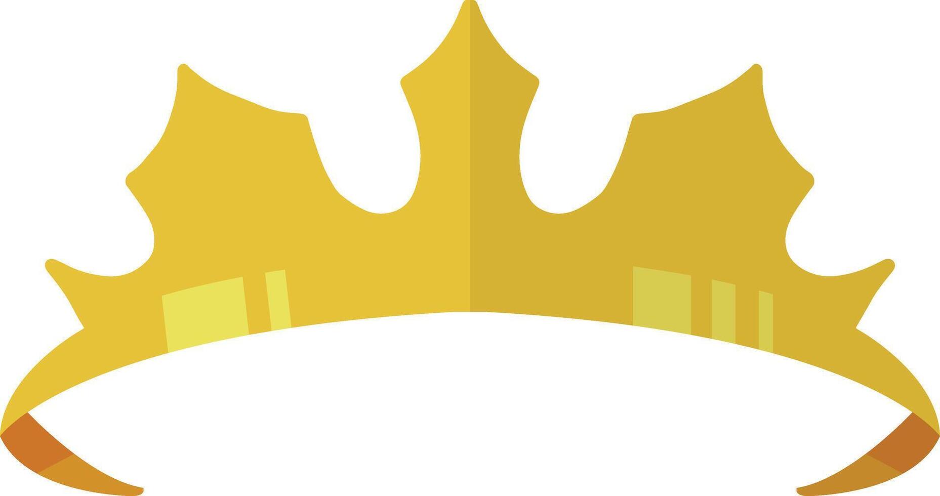 Gold Crown Tiara with Cartoon Style. Illustration on White Background. vector