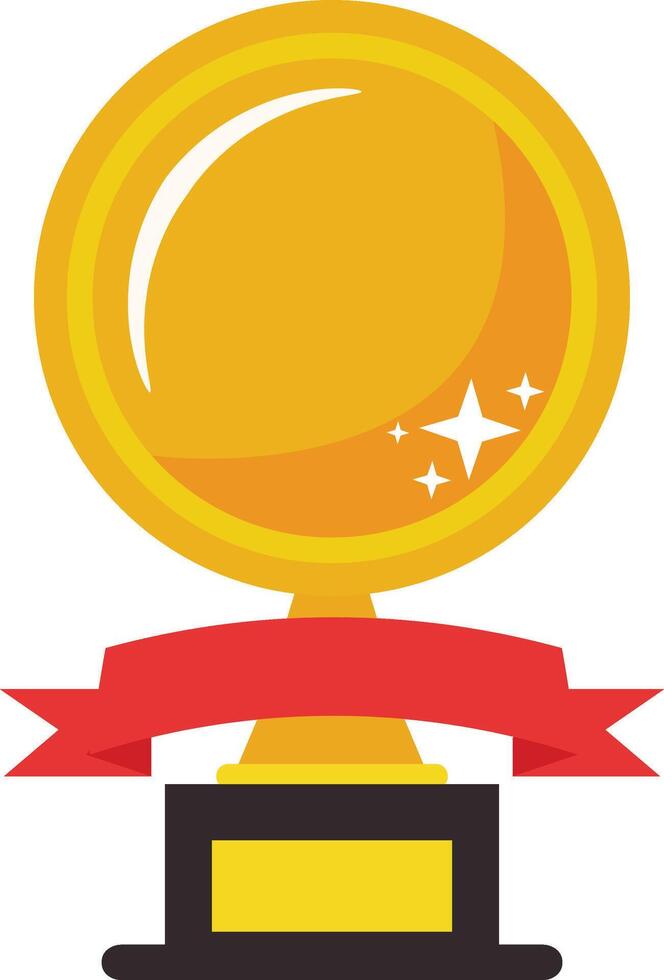 Gold Achievement Award Isolated on White Background. Illustration in Flat Design Style. vector