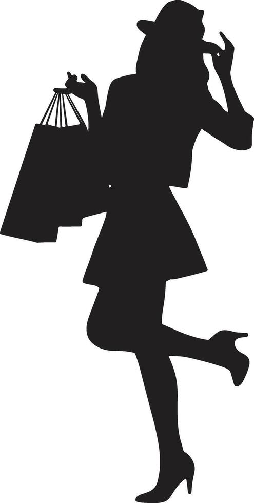 Silhouette of Woman Shopping. Isolated on White Background. Illustration Design. vector