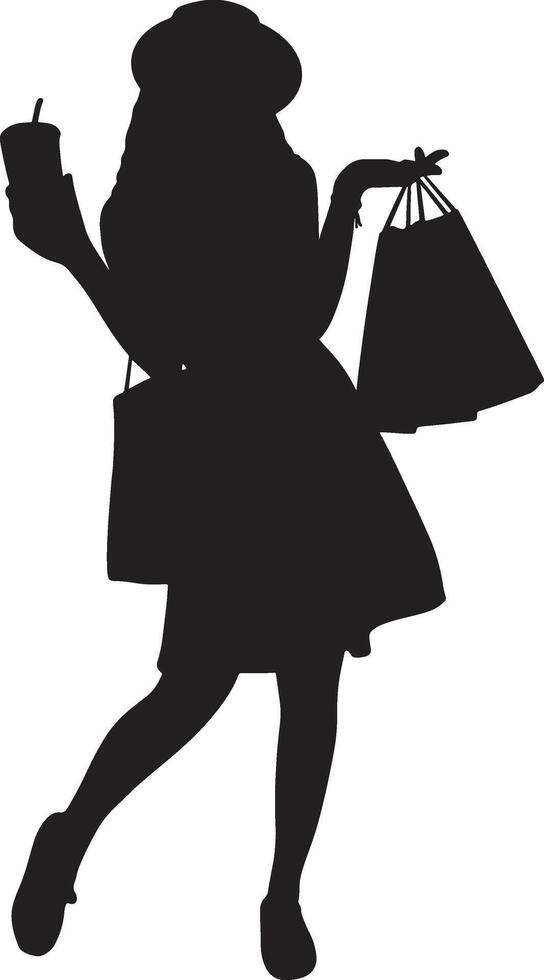 Silhouette of Woman Shopping. Isolated on White Background. Illustration Design. vector