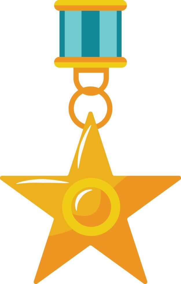Gold Achievement Award Isolated on White Background. Illustration in Flat Design Style. vector
