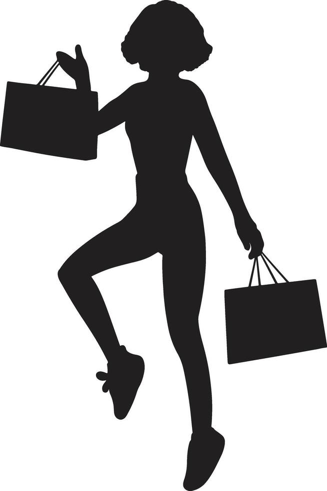 Silhouette of Woman Shopping. Isolated on White Background. Illustration Design. vector