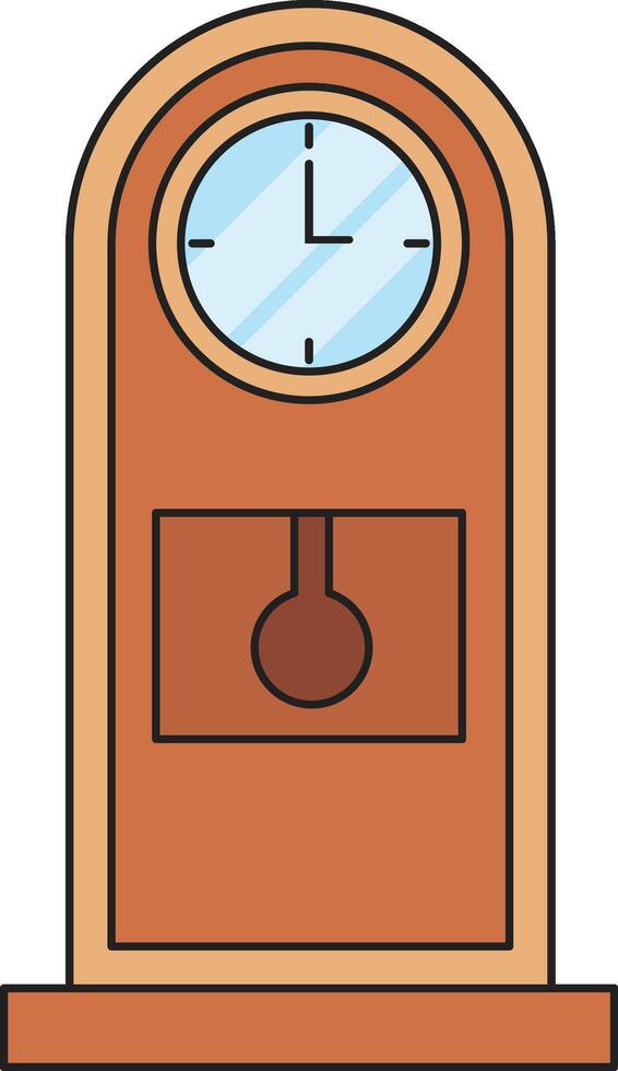 wooden clock illustration vector