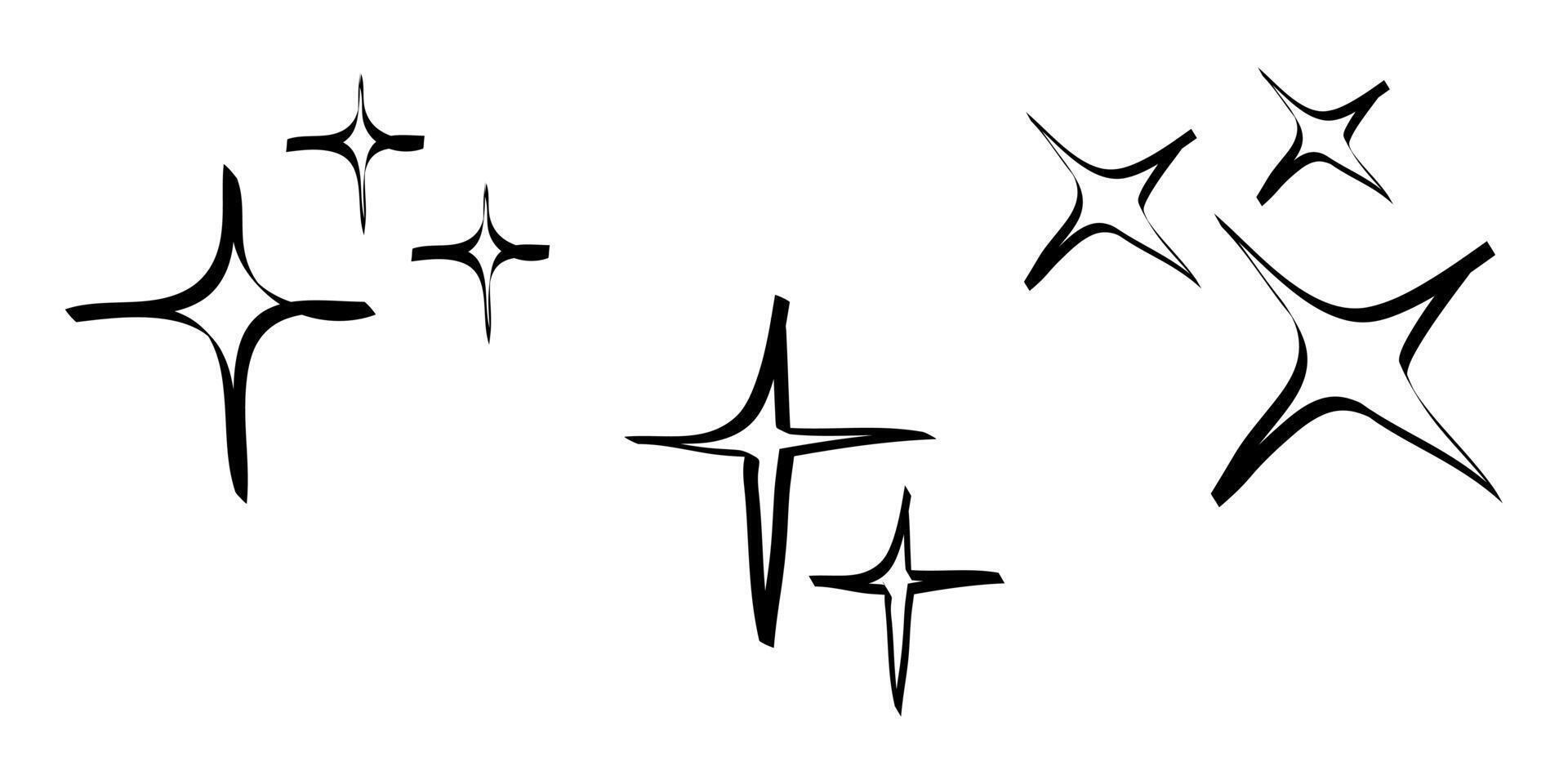 Doodle sparkle star, winkling stars. Shine icon, Clean star icon. isolated on white background vector