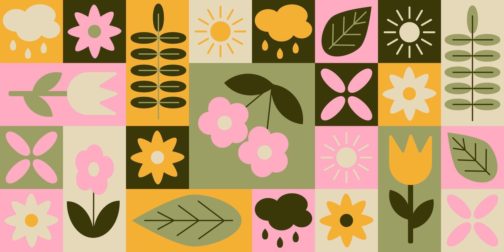 Spring high contrast abstract horizontal banner vector