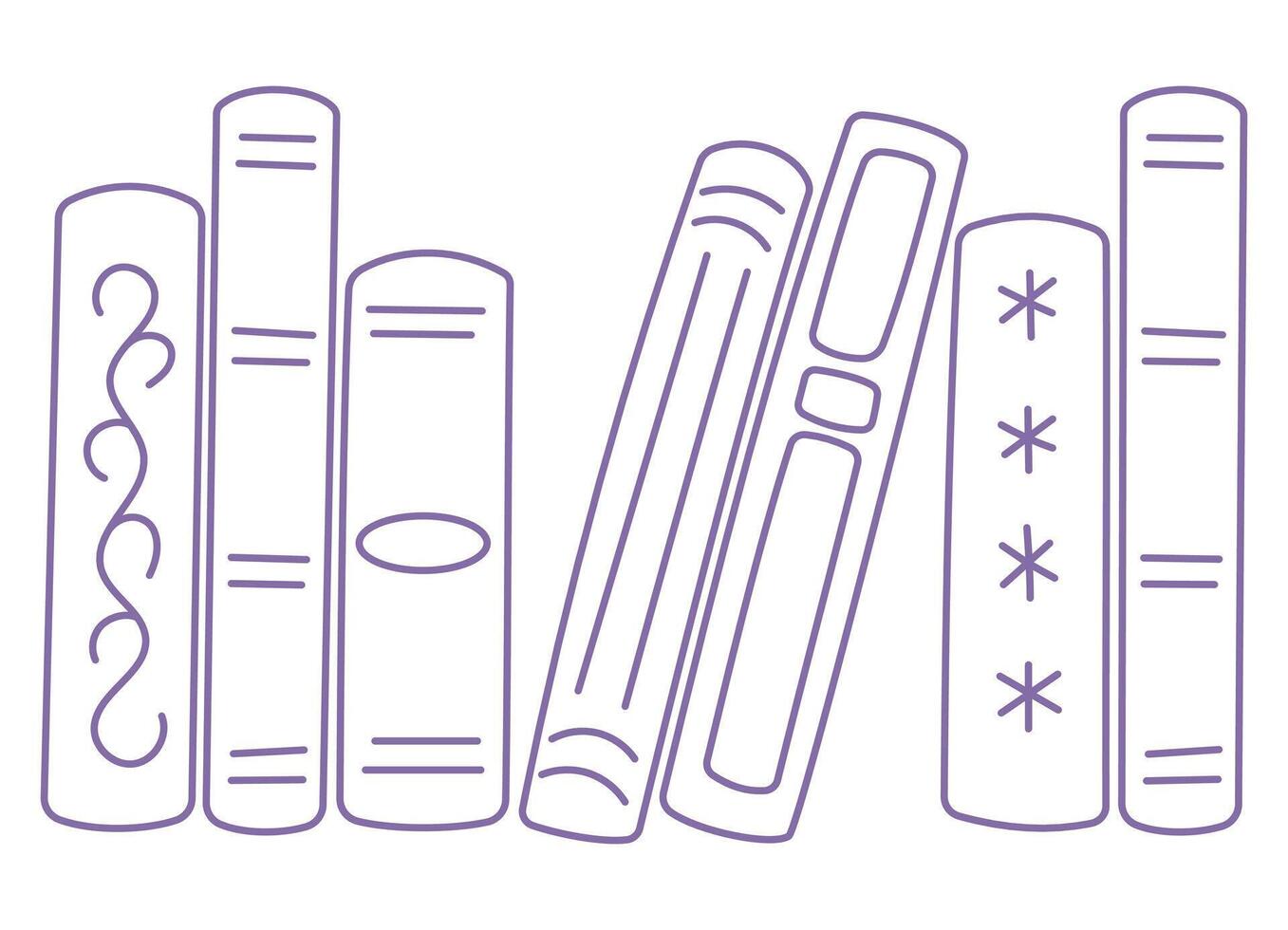 Set of sketches of book outlines. Back to school. Symbols of lines of bookstore, library. A bunch of silhouettes of books. Hand drawn scribbles of books Library, bookstore icons. vector