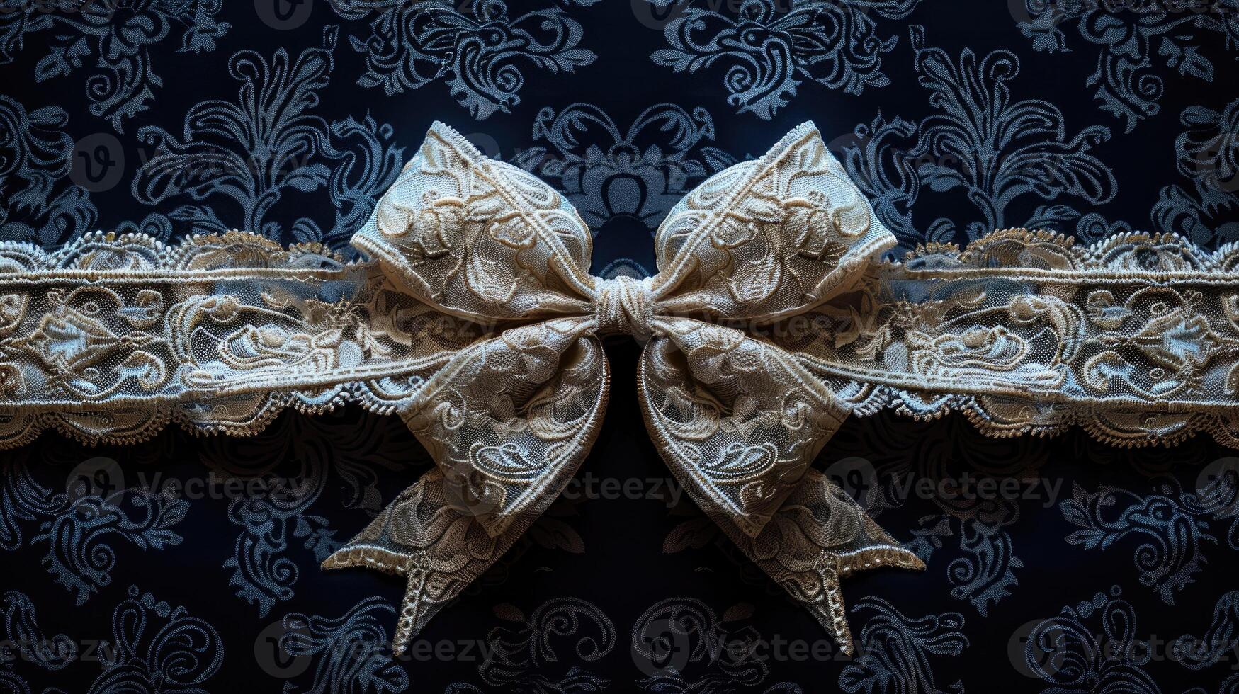 Elegant arrangement featuring delicate lace intertwined with a luxurious satin bow photo