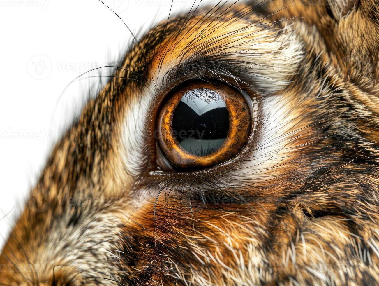 Close-up of a rabbit with a white background. photo