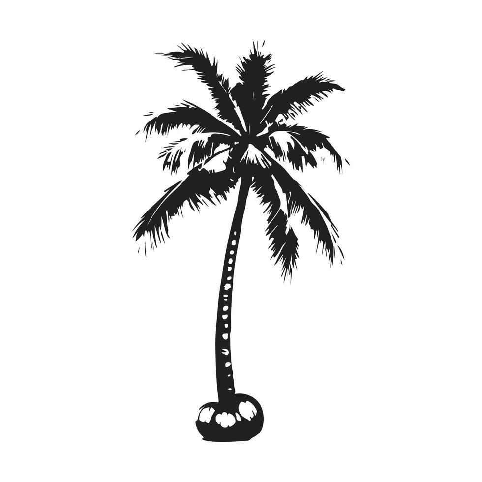 coconut palm tree silhouette illustrations in black vector