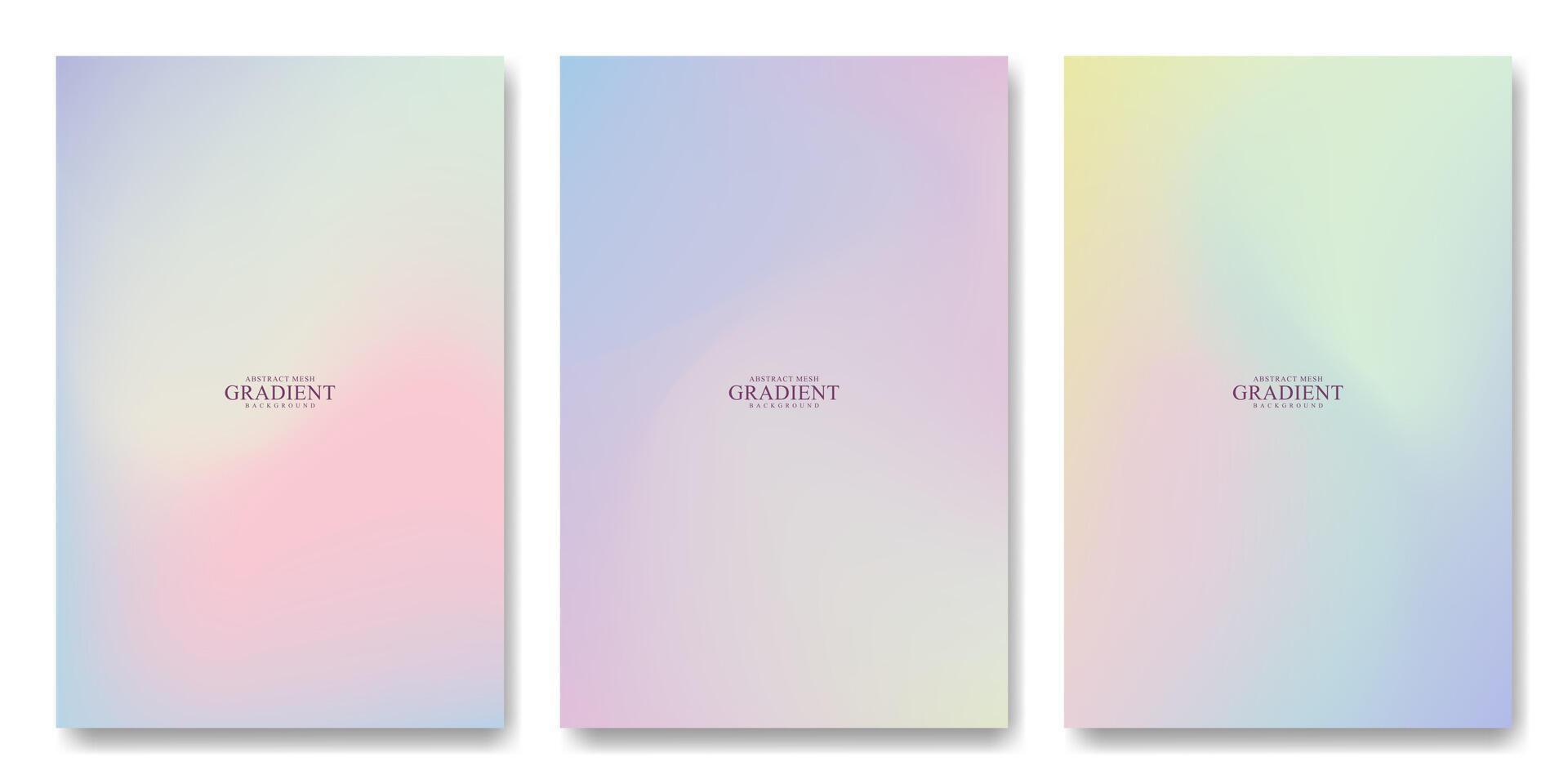 Collection abstract blurred gradient mesh. Colorful effect bright color blend liquid background. Modern design template for card, banner, poster, social media, promotion background vector