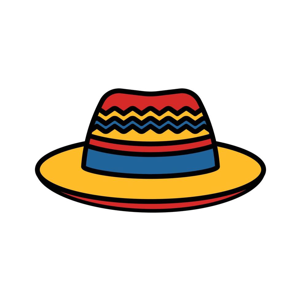 isolate mexican hat sombrero flat icon vector
