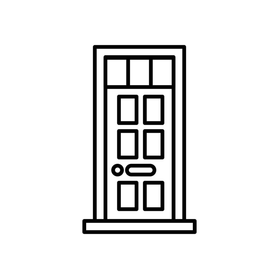 isolate black and white front door flat icon vector