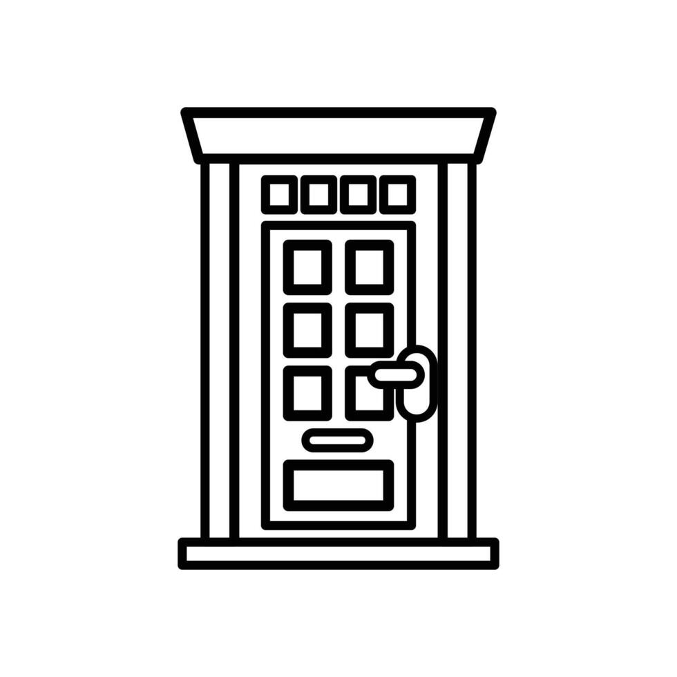 isolate black and white front door flat icon vector