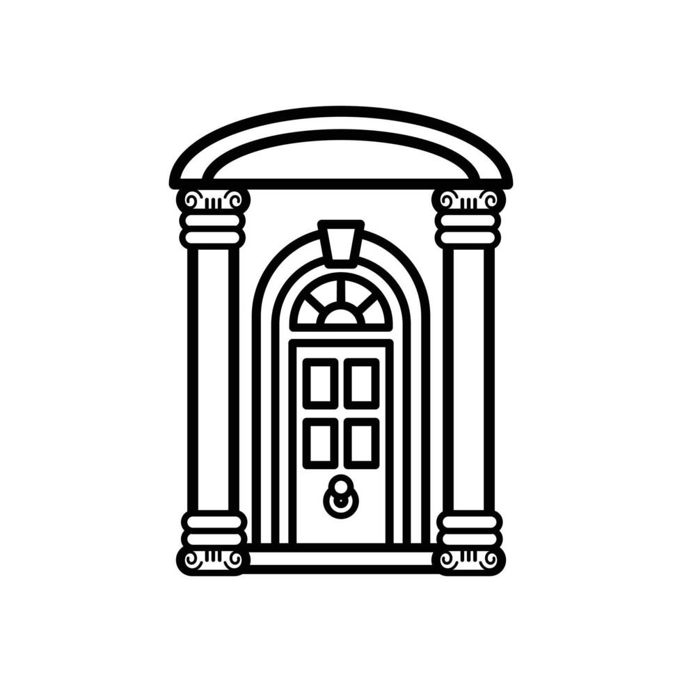 isolate black and white front door flat icon vector