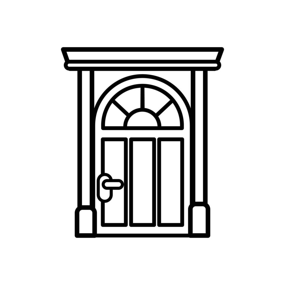 isolate black and white front door flat icon vector