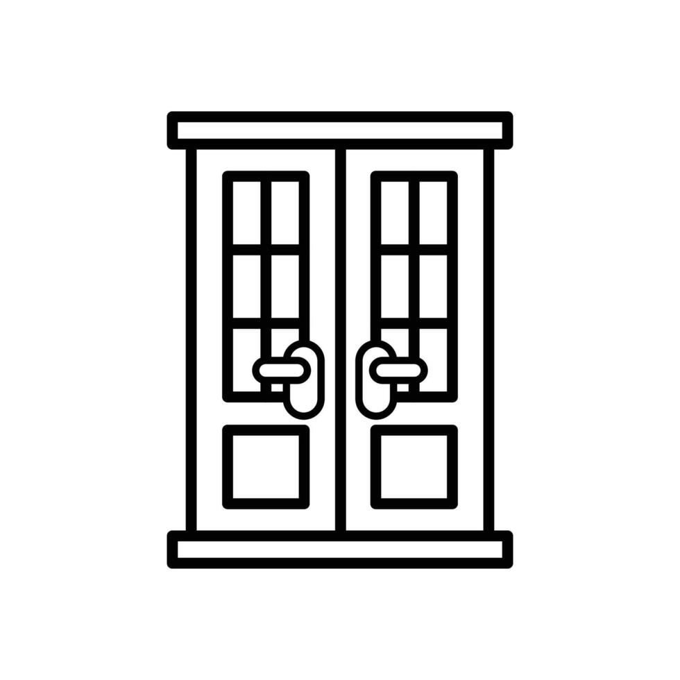 isolate black and white front door flat icon vector