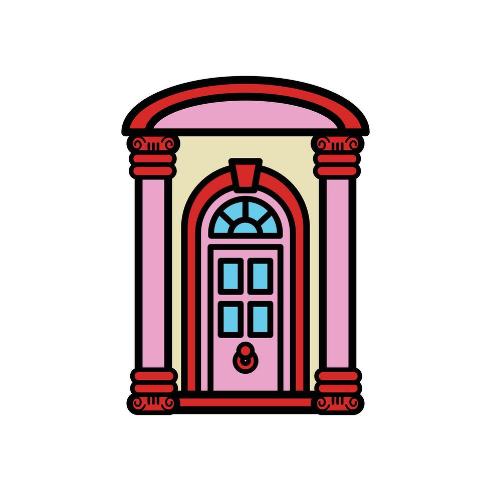 isolate front door flat icon vector