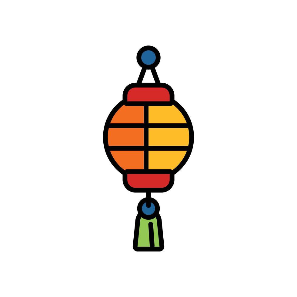 isolate chinese lantern flat icon vector