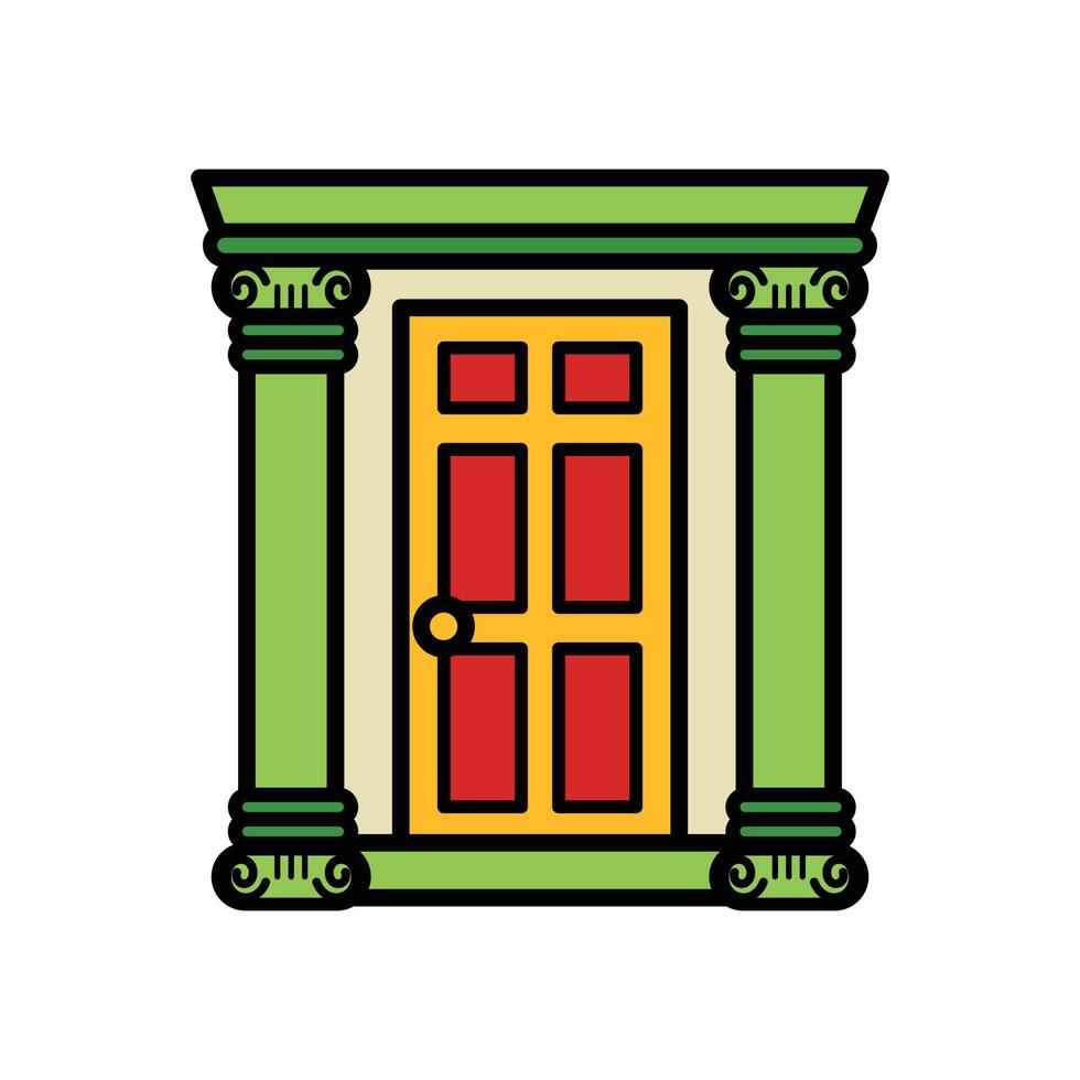 isolate front door flat icon vector