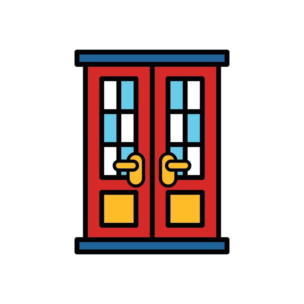 isolate front door flat icon vector
