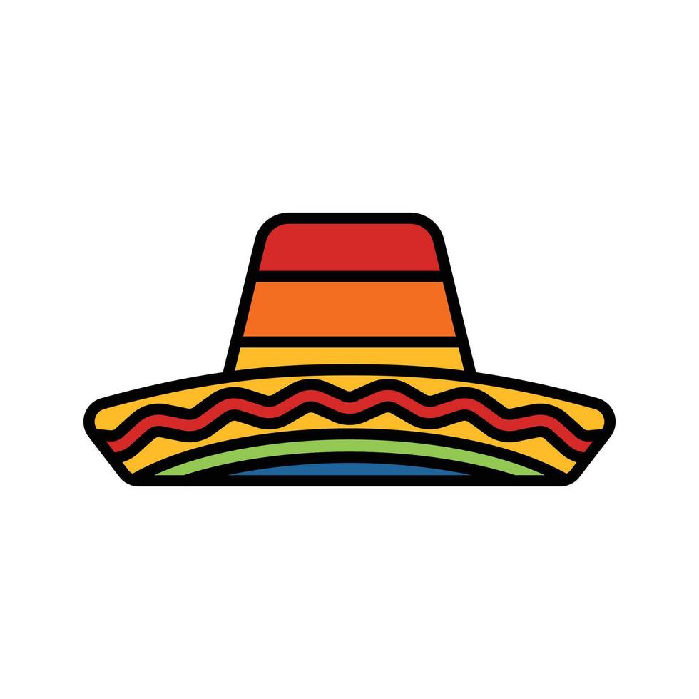 isolate mexican hat sombrero flat icon vector