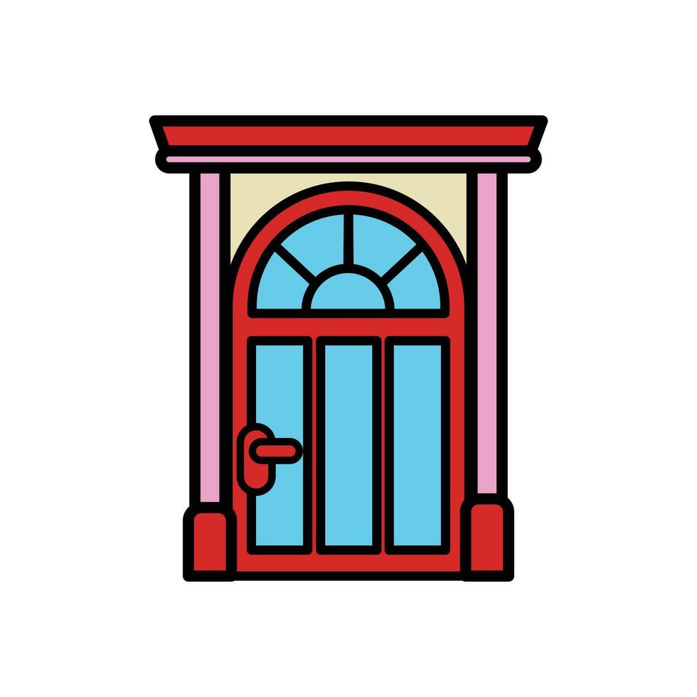 isolate front door flat icon vector