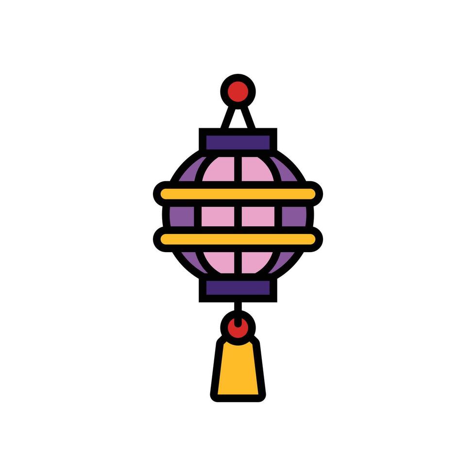 isolate chinese lantern flat icon vector