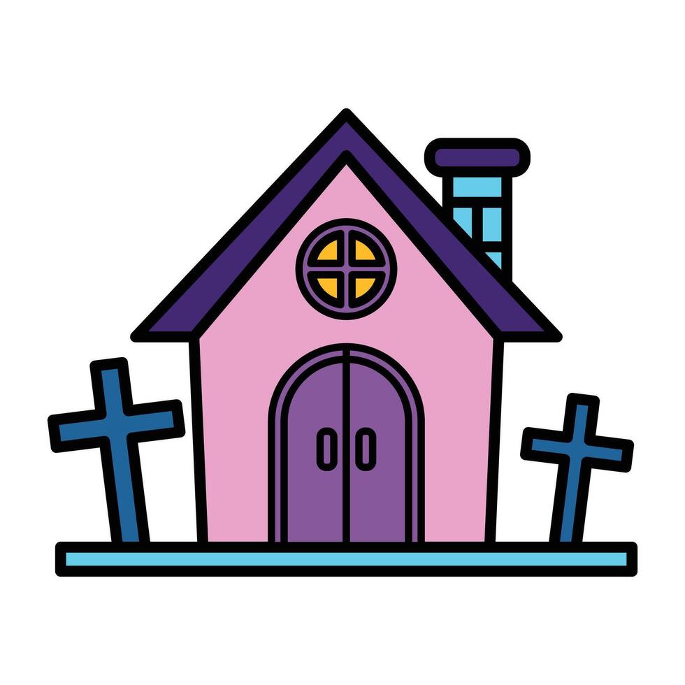 isolate vampire castle flat icon vector