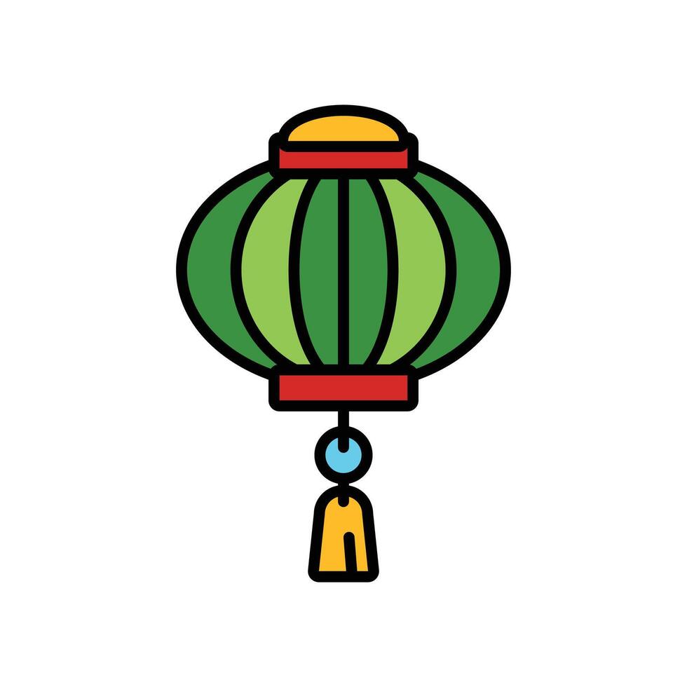isolate chinese lantern flat icon vector