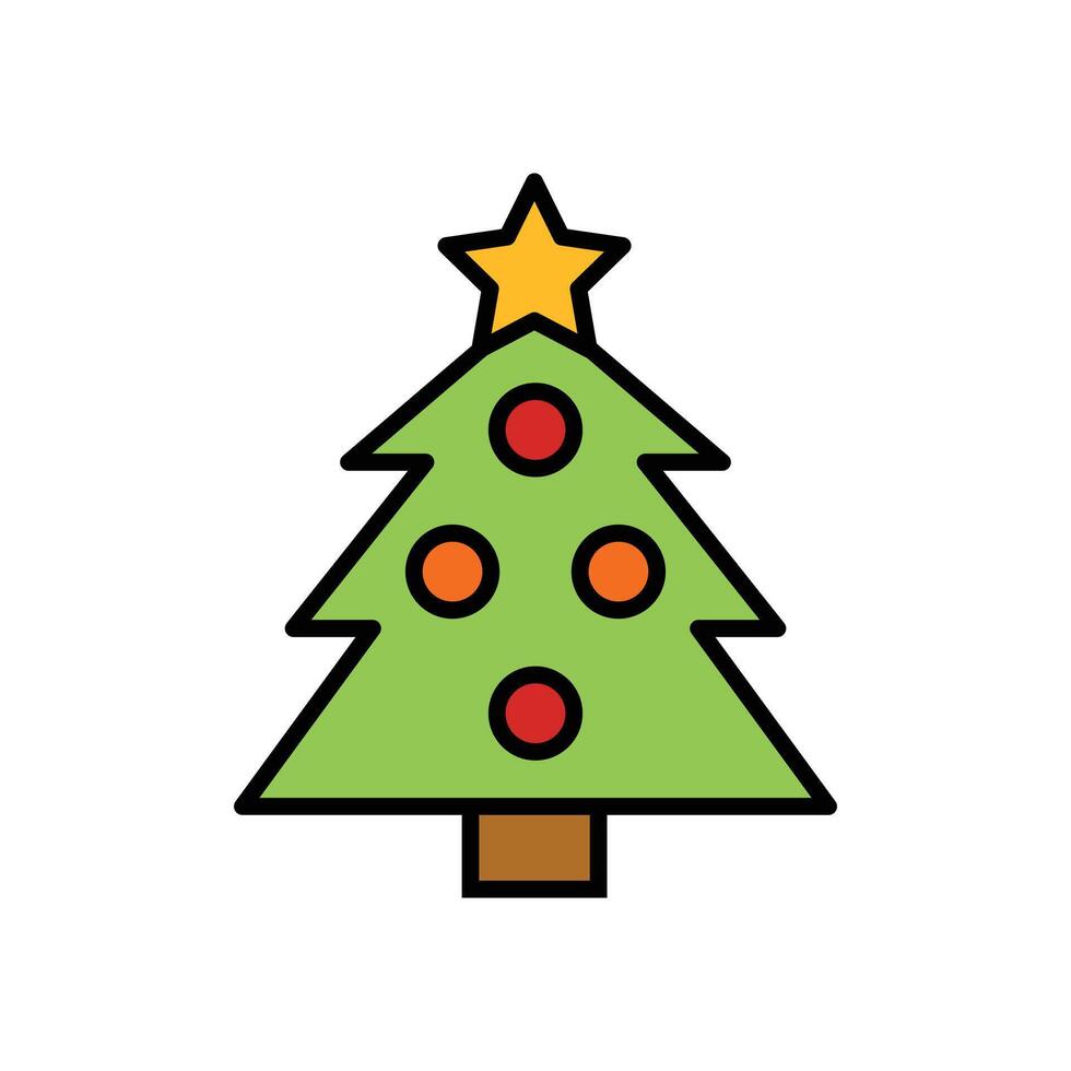 isolate christmas tree flat icon vector