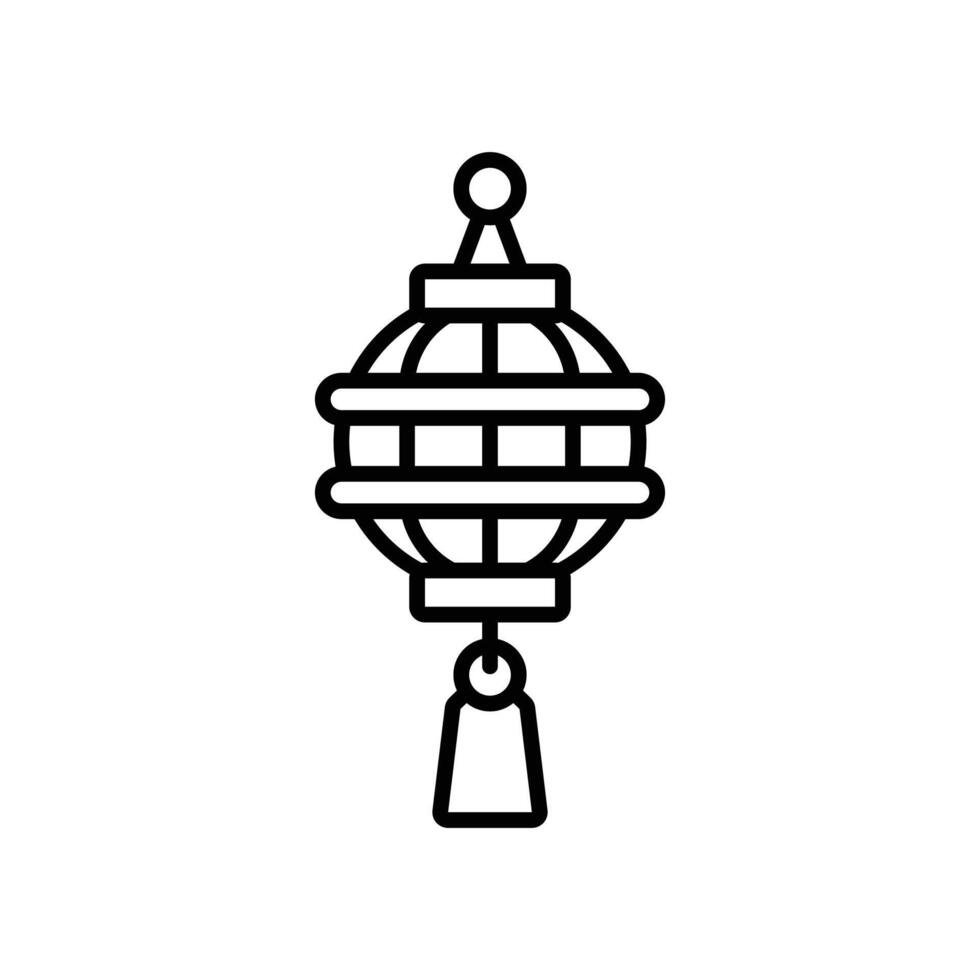 isolate black and white chinese lantern flat icon vector