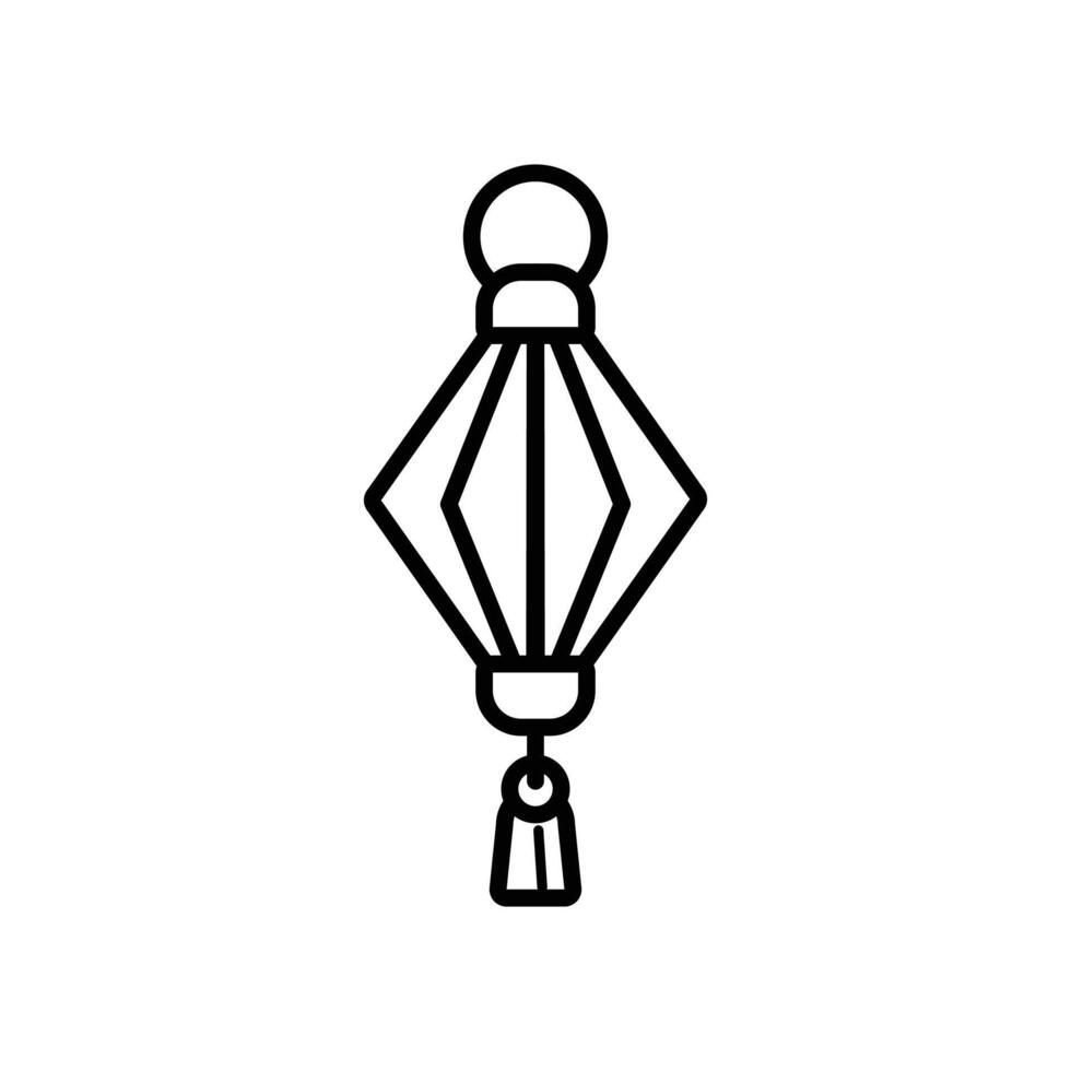 isolate black and white chinese lantern flat icon vector