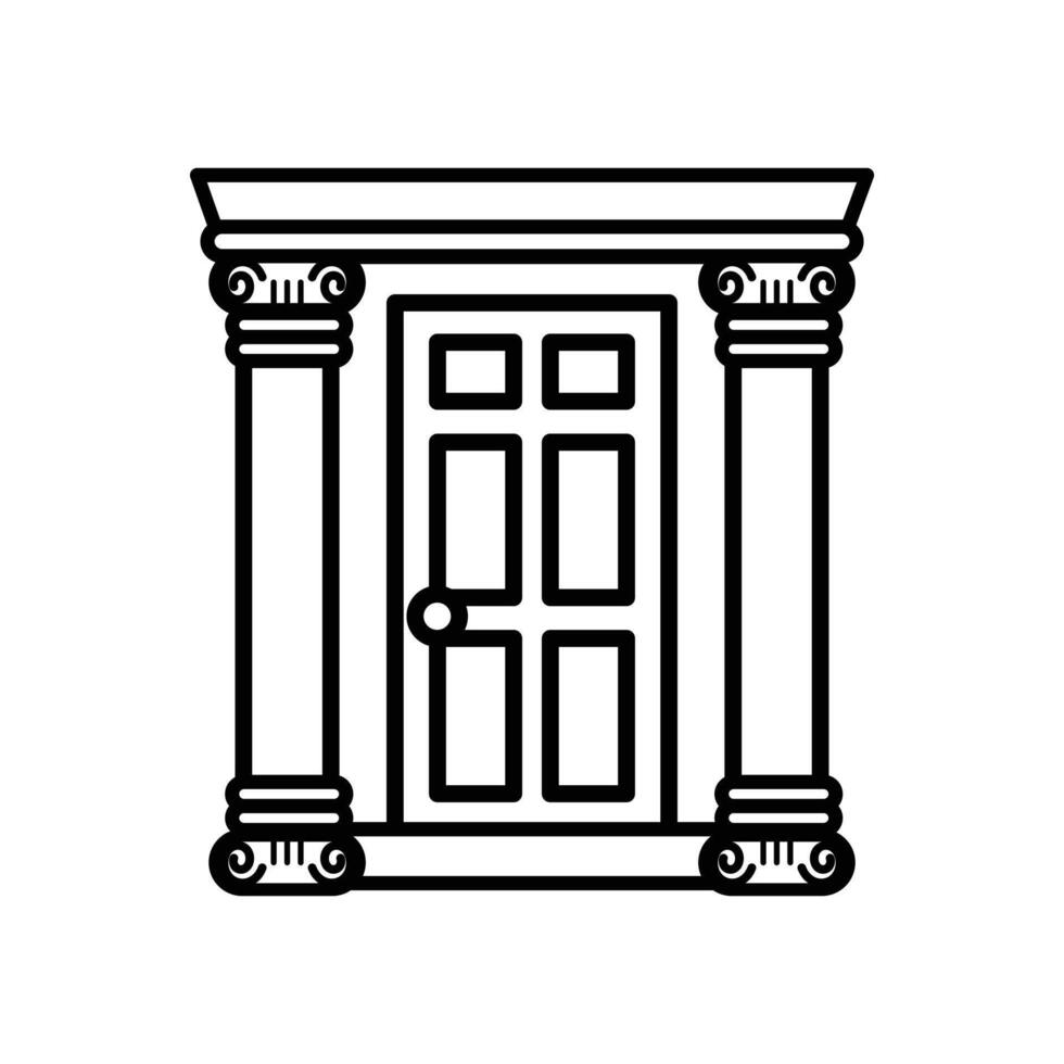 isolate black and white front door flat icon vector
