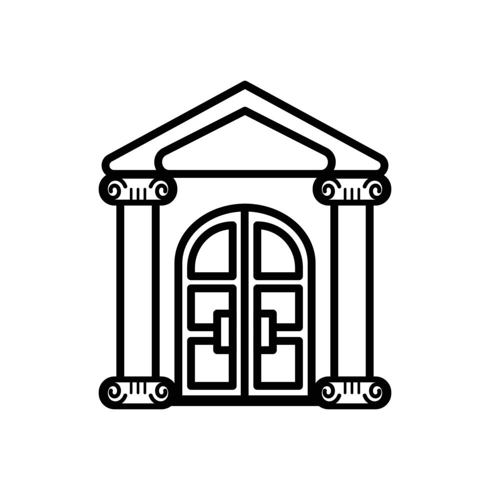 isolate black and white front door flat icon vector