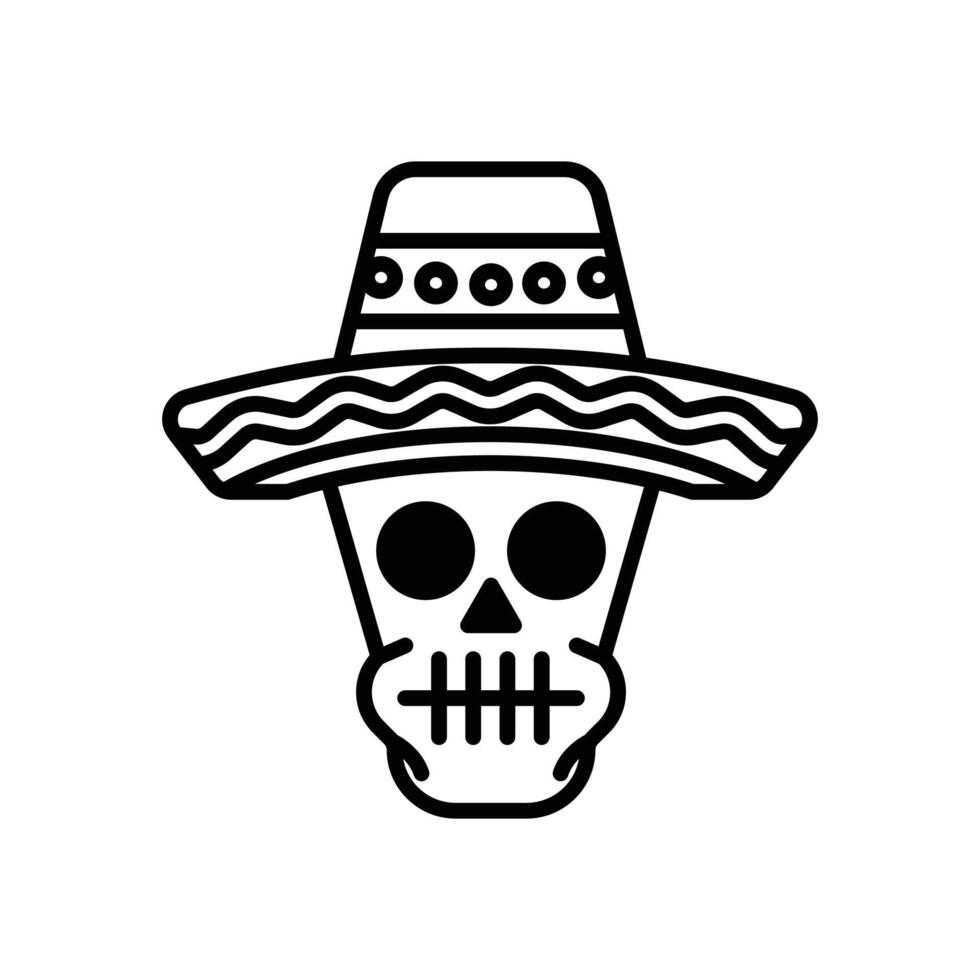 isolate mexican skull flat icon vector