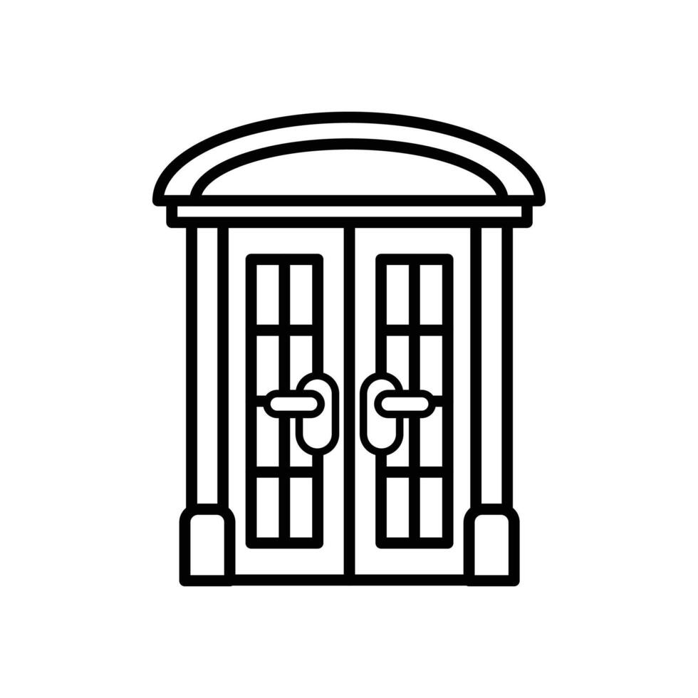 isolate black and white front door flat icon vector