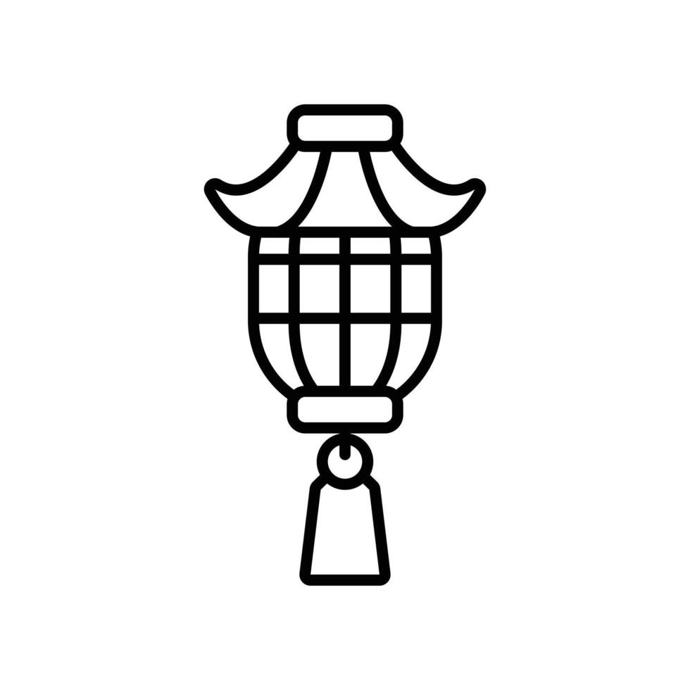isolate black and white chinese lantern flat icon vector