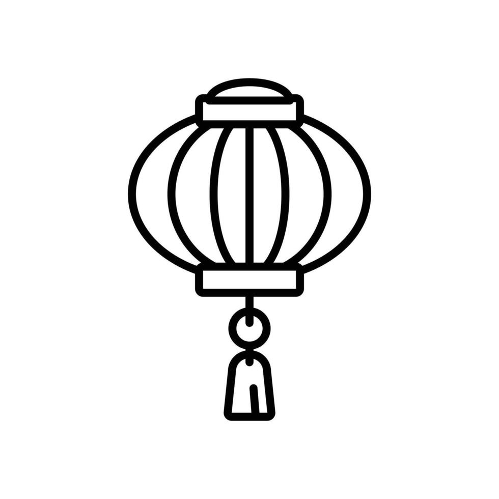 isolate black and white chinese lantern flat icon vector