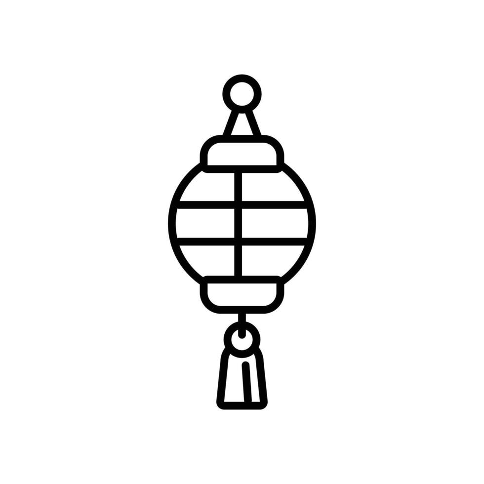 isolate black and white chinese lantern flat icon vector