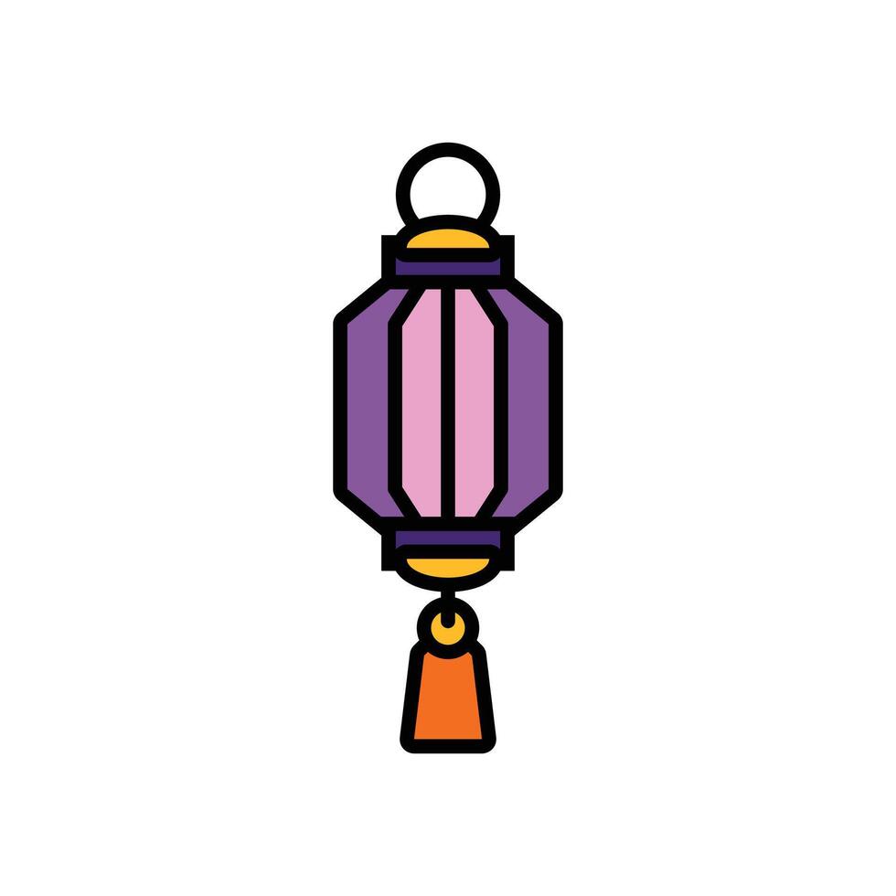 isolate chinese lantern flat icon vector