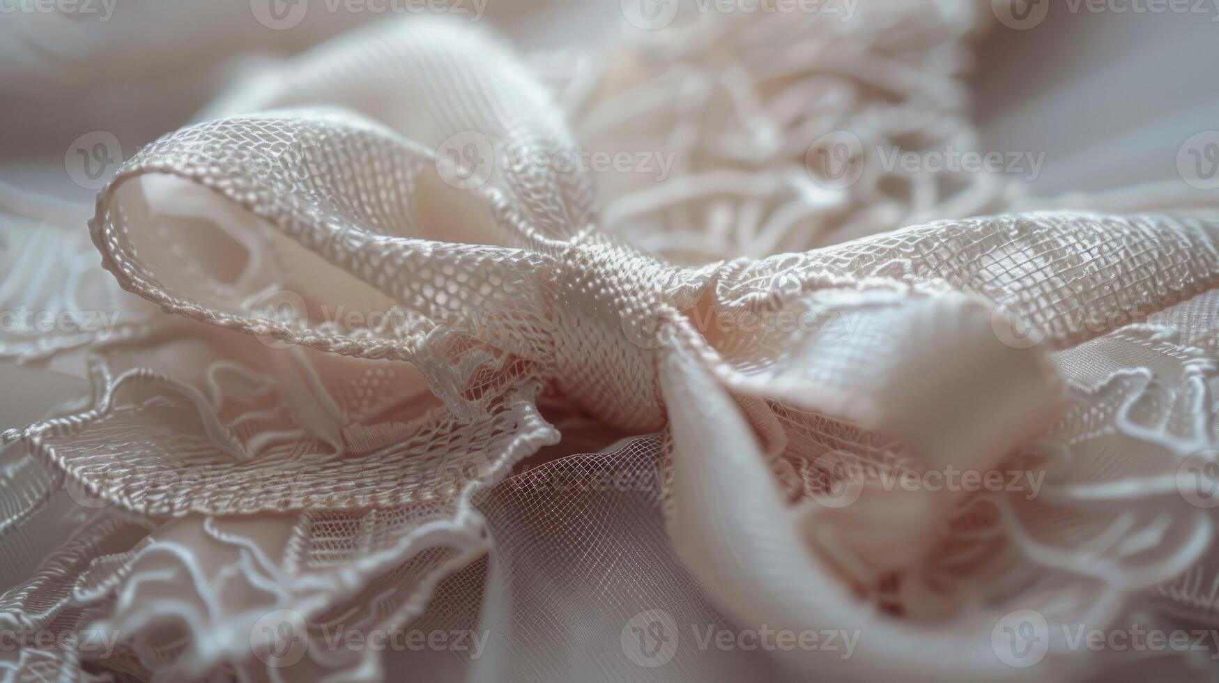 Elegant arrangement featuring delicate lace intertwined with a luxurious satin bow photo