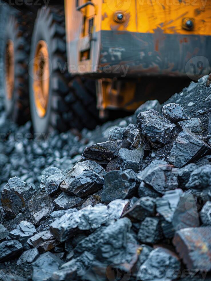 Machinery and infrastructure are visible, showcasing the industrial activity and scale of the coal mining operation. photo