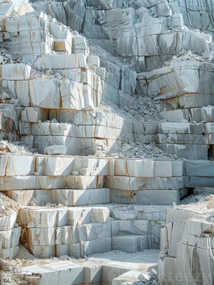 A vast quarry with rugged rock formations photo