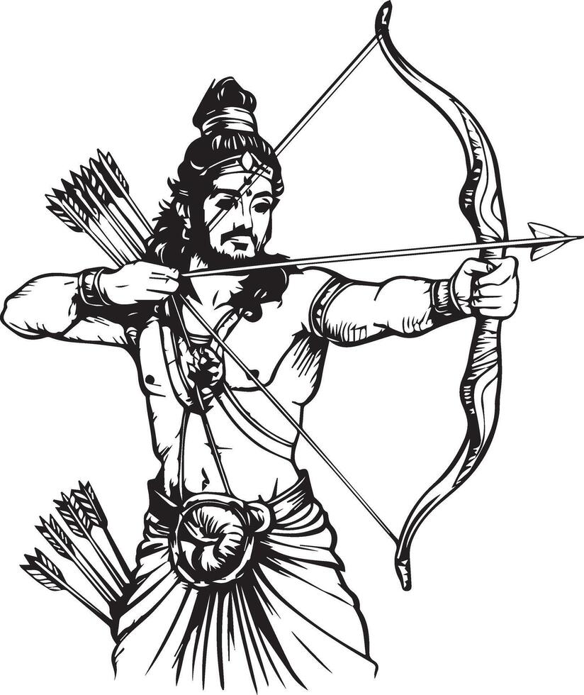Lord rama with a bow and arrow vector