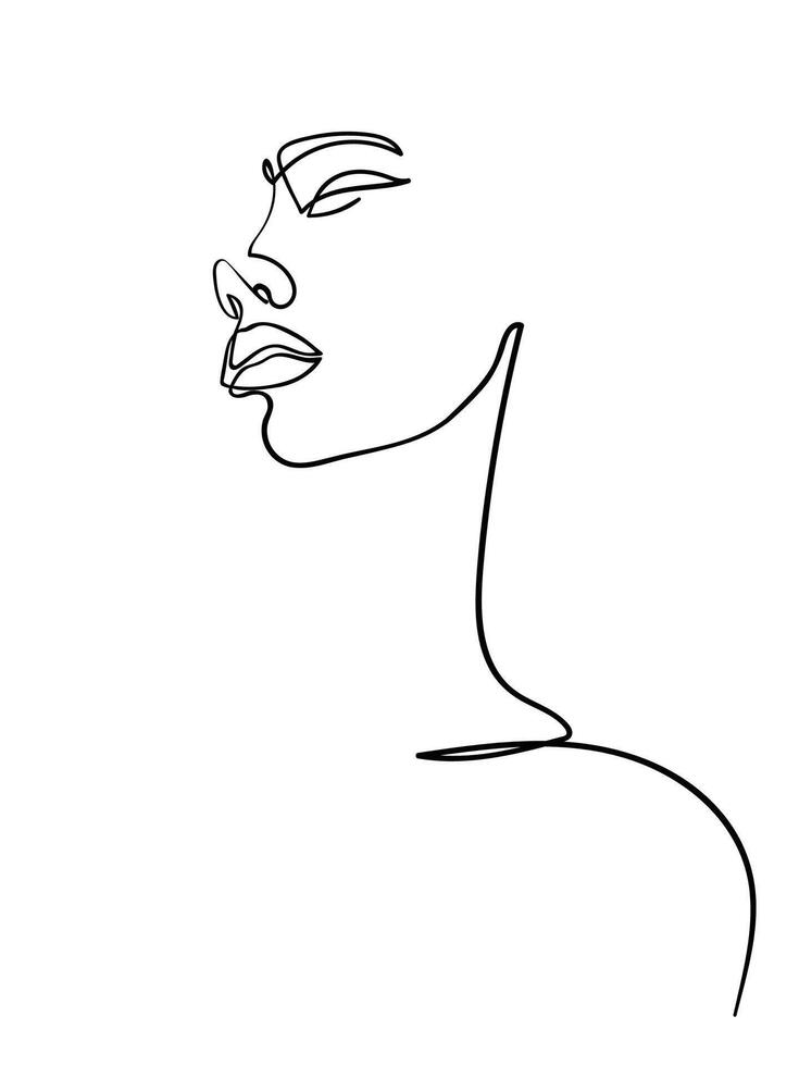 Continuous line drawing of Portrait of a Beautiful Woman's. Minimalism vector
