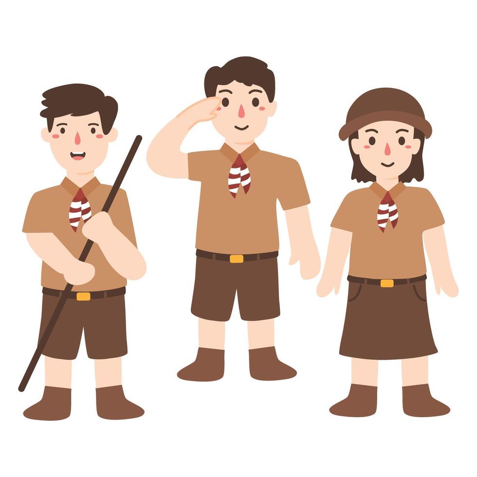 Scout group Indonesian scout uniform illustration vector