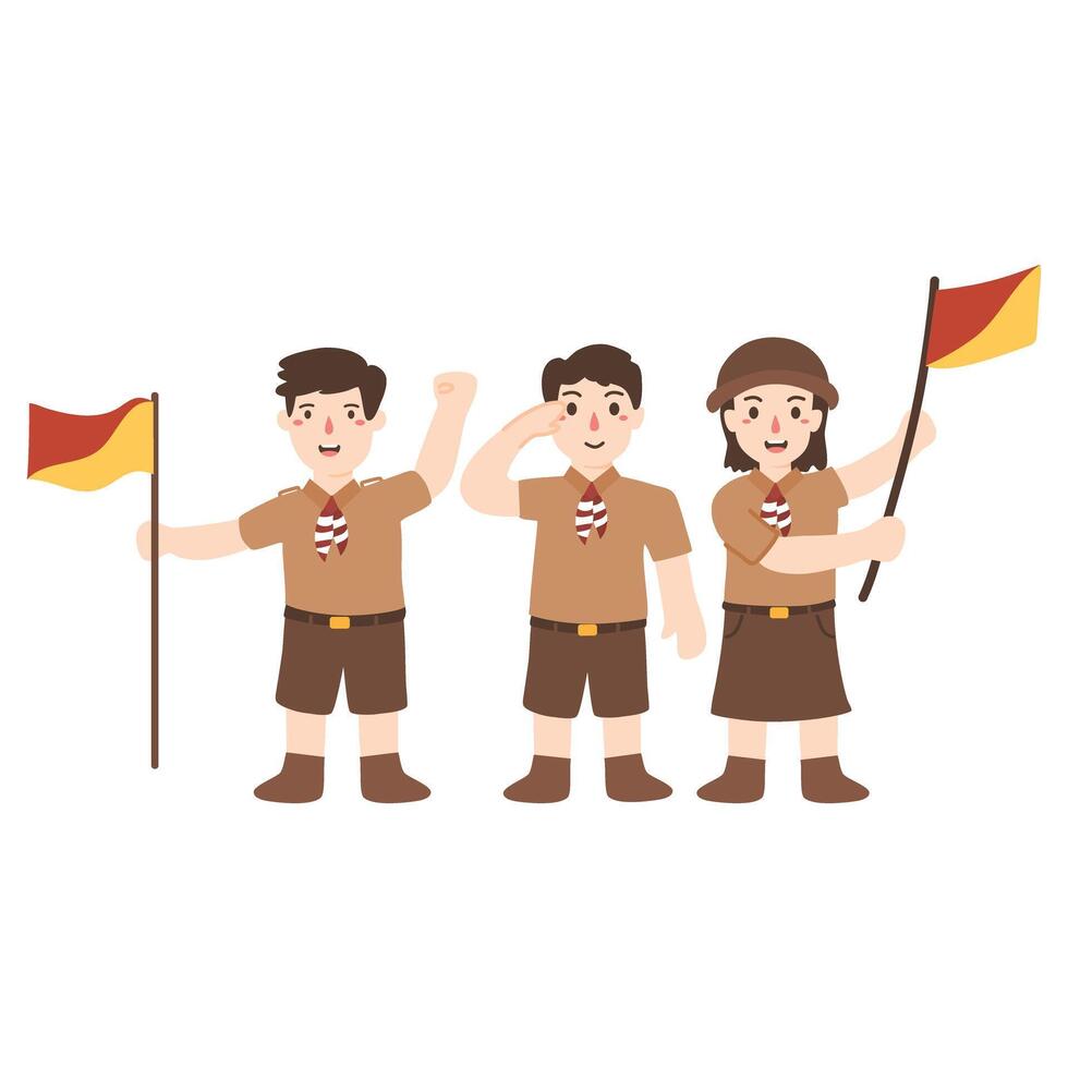 Scout group Indonesian scout uniform vector