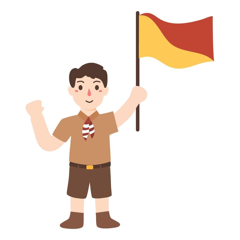 Boy Holding Semaphore Flag Illustration vector